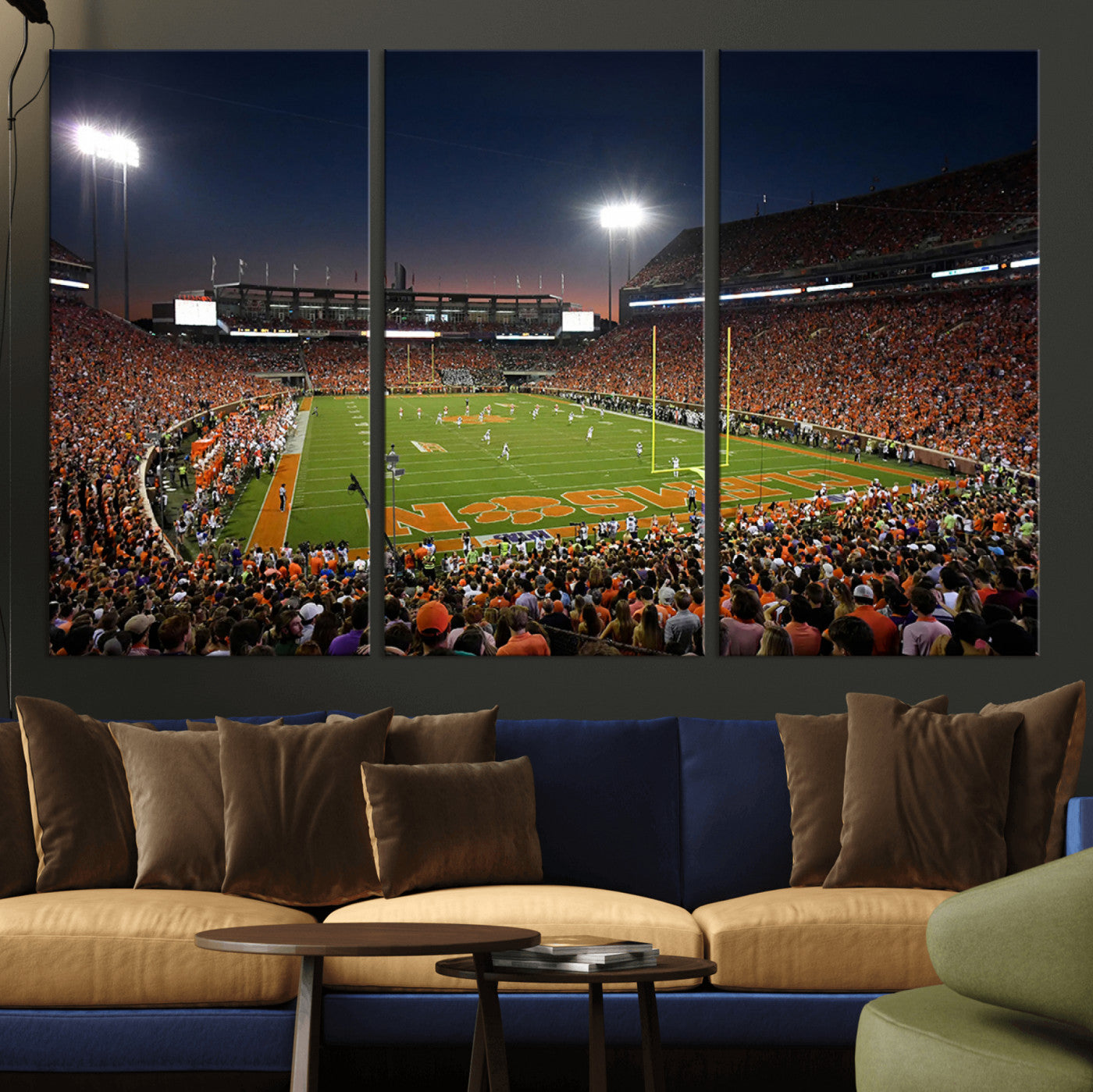 -Clemson University Tigers Art Print, Football Team Print - Clemson Memorial Stadium Wall Art Canvas