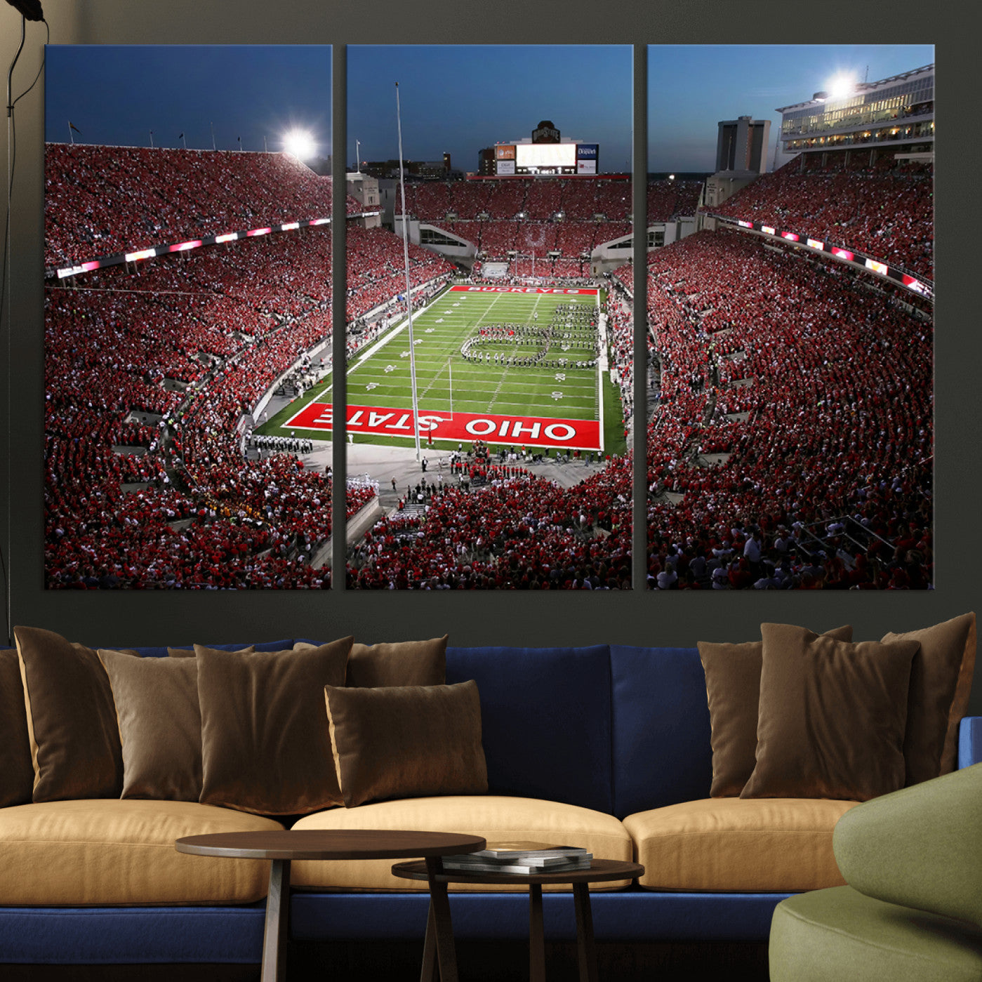 98743-MGV-CV-36X24-Ohio State University Buckeyes Football Team Print - Columbus Ohio Stadium Wall Art Canvas Print