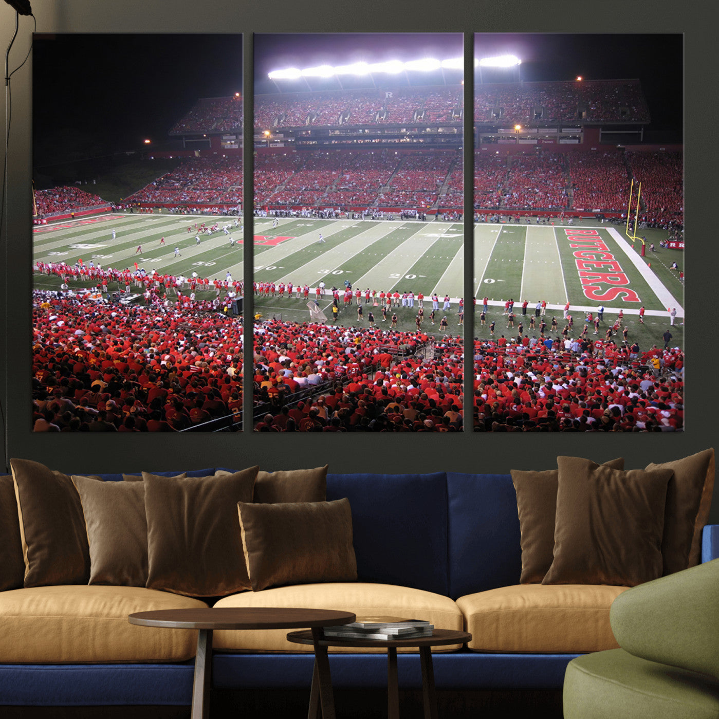 -Rutgers University Scarlet Knights Football Team Print - Piscataway SHI Stadium Wall Art Canvas