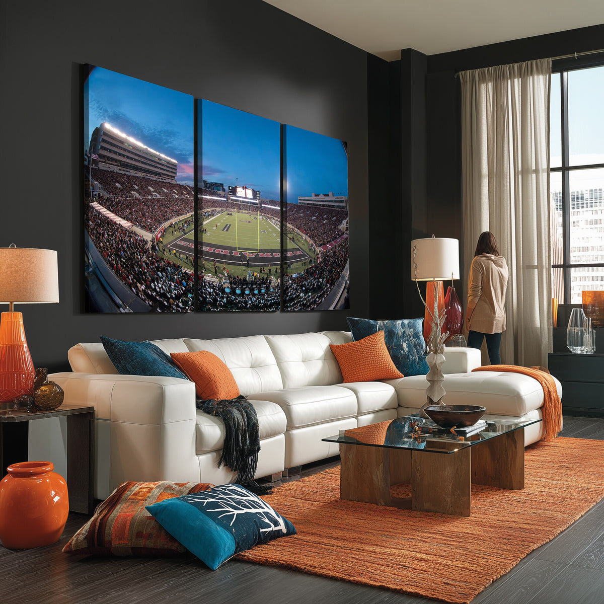 60763-PAN-FL-20X10 - Texas Tech Red Raiders Canvas, Framed Football Team Print - Lubbock Jones AT&T Stadium Wall Art