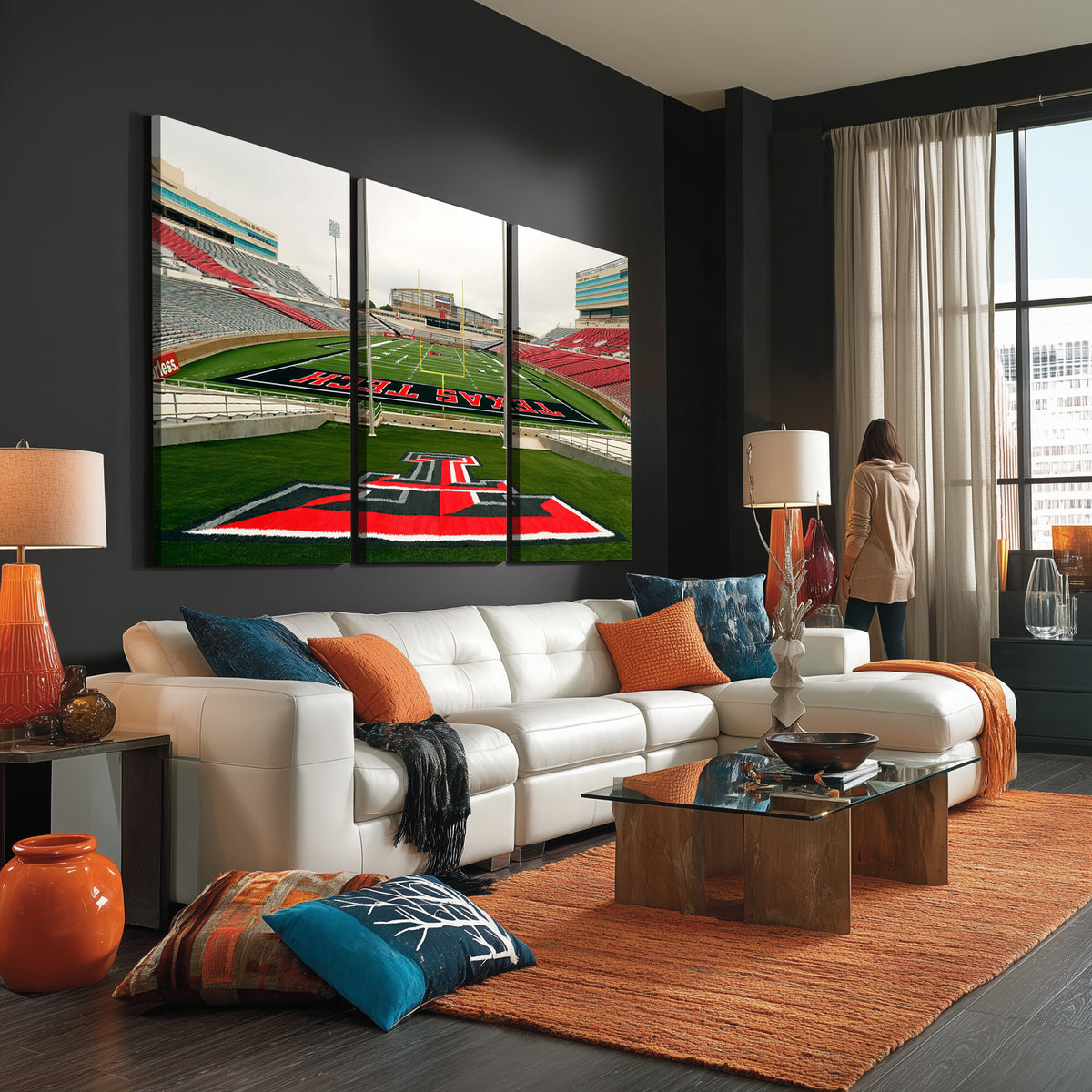 43169-PAN-FL-20X10 - Texas Tech Red Raiders Football Team Print - Lubbock Jones AT&T Stadium Wall Art Canvas Print