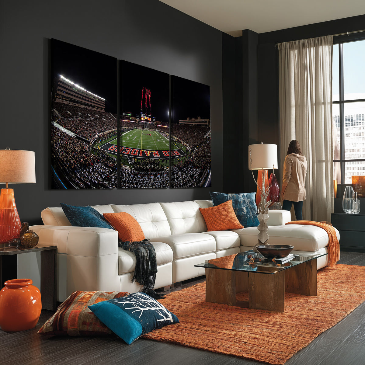 83122-PAN-FL-20X10 - Framed Texas Tech Red Raiders Stadium Canvas, Texas Tech Red Raiders Football Team Print - Lubbock