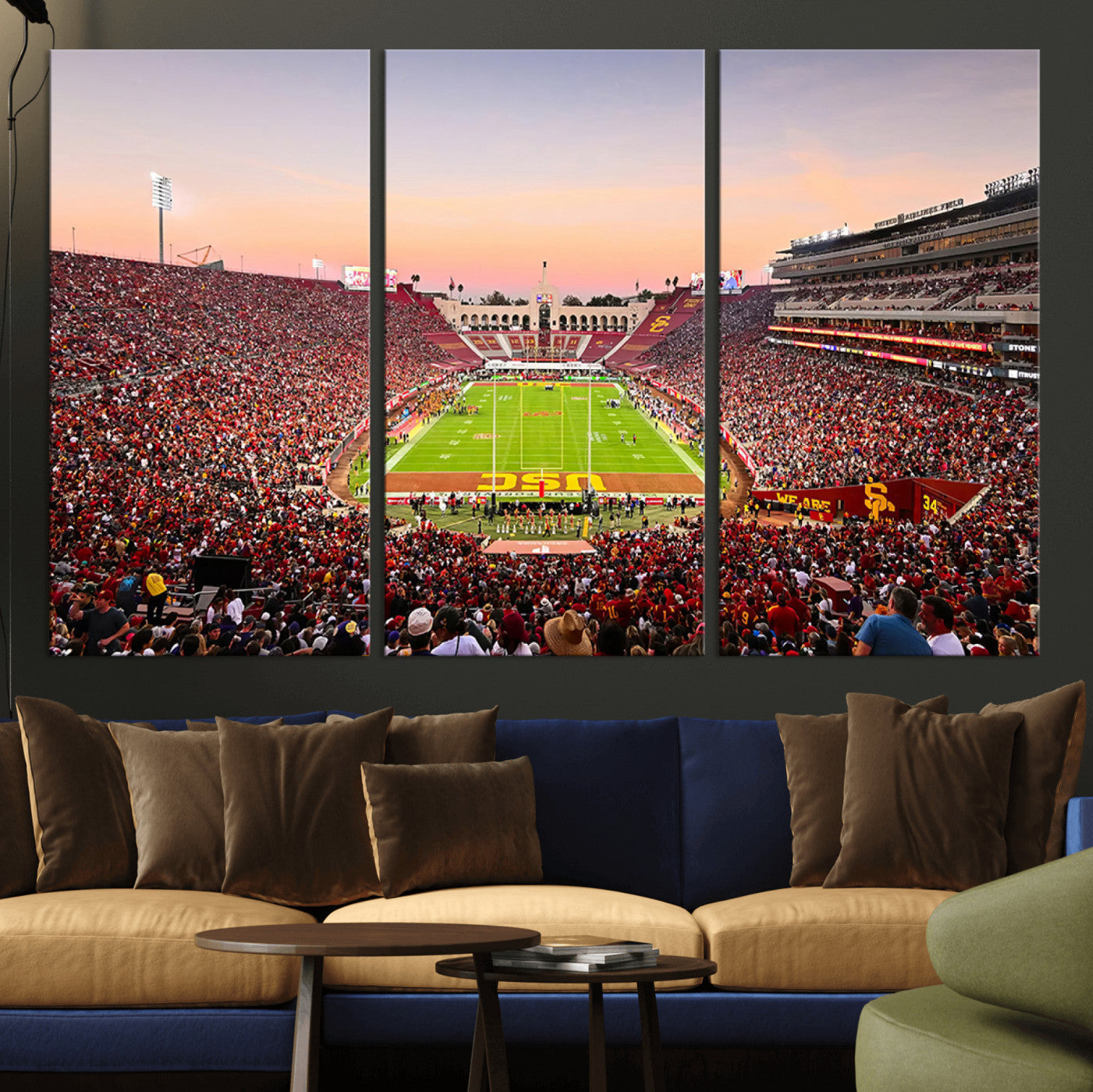 -The University of Southern California USC Trojans Football Team Print - Los Angeles Memorial