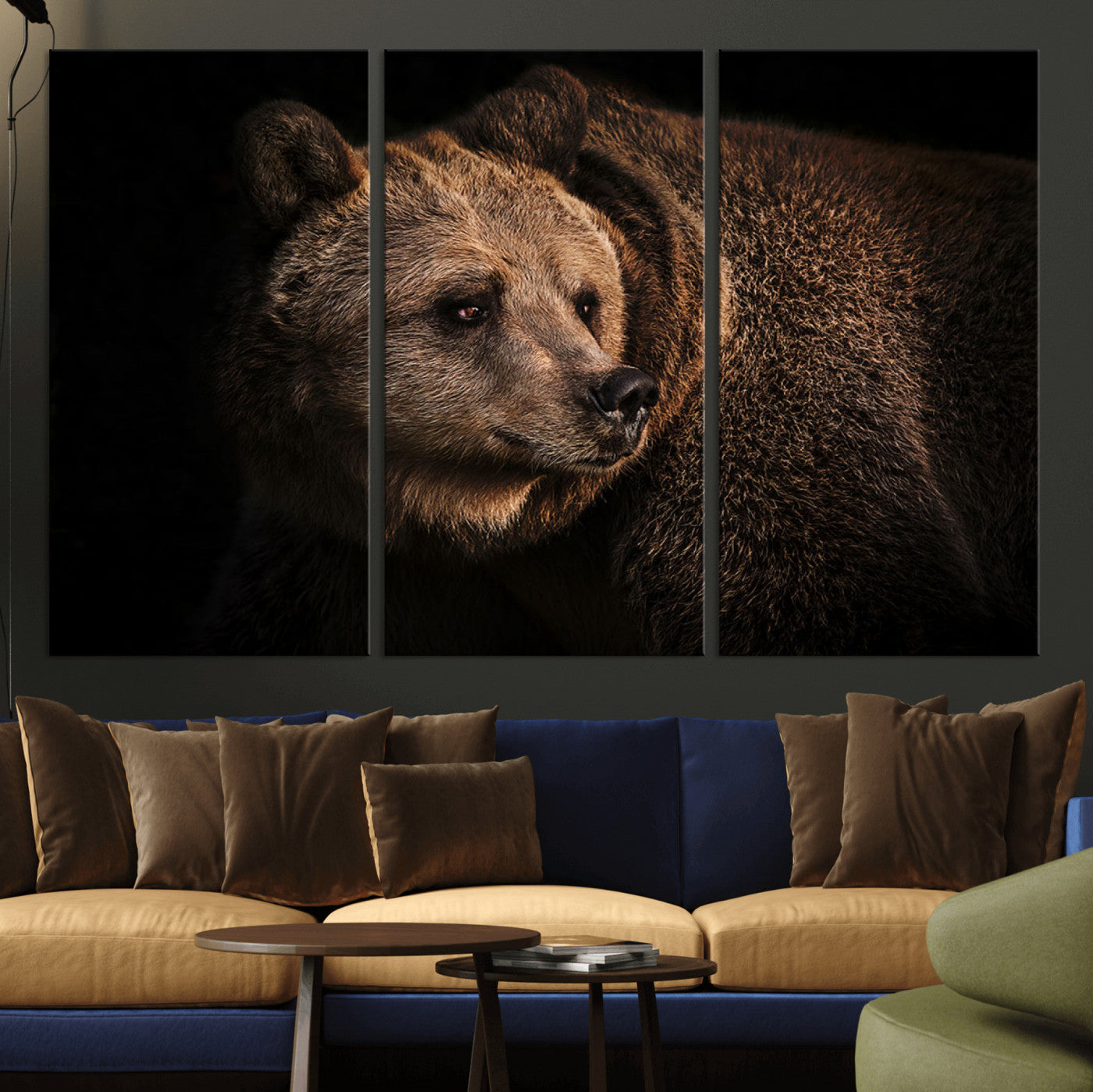 67744-MGV-CV-36X24-Wild Grizzly 399 Bear Canvas Wall Art Print, Bear Animal Canvas Artwork Print, Black Bear Wall Art