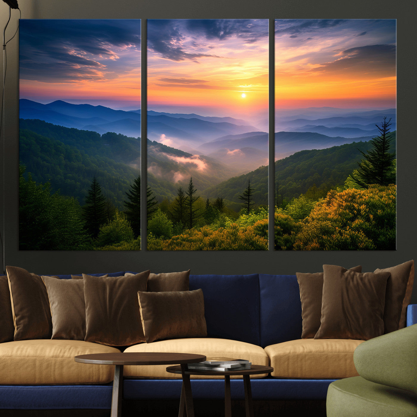 -Majestic Mountain Sunrise Print | Landscape Wall Art | Canvas Print Ready to Hang | Farmhouse Wall