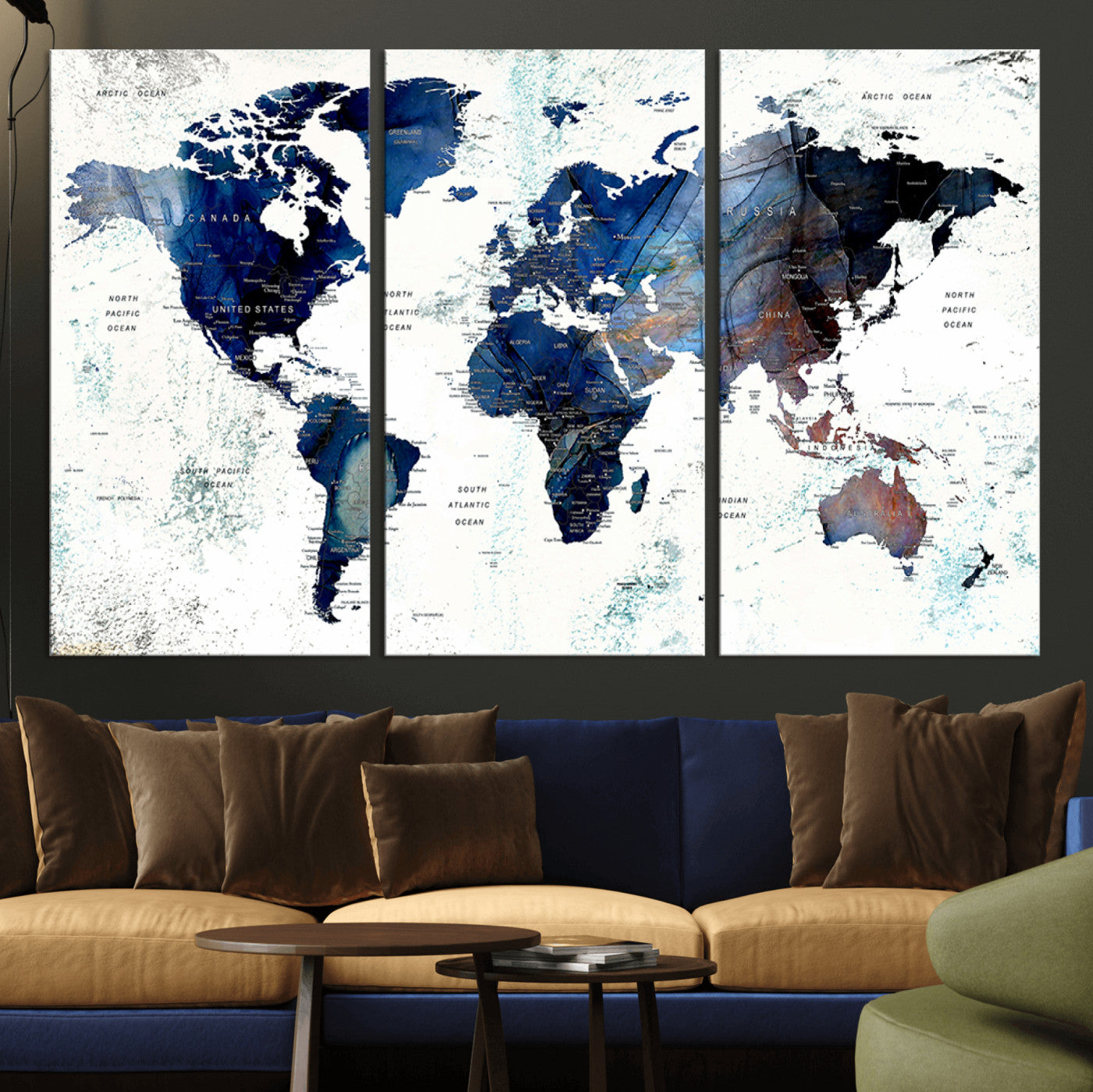 27071-MGV-CV-36X24-Push Pin World Map Canvas Print – Travel Tracker Wall Art for Couples, Perfect Anniversary Gift for Home or Office Decor