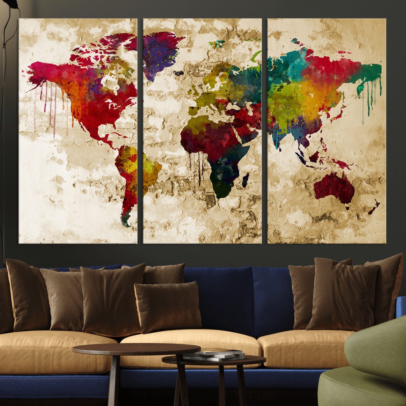 66852-MGV-CV-36X24-Push Pin World Map Canvas Print – Travel Tracker Wall Art for Couples, Perfect Anniversary Gift for Home or Office Decor