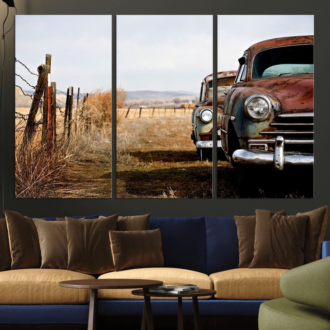 33308-MGV-CV-36X24-Old Rustic Classic Car Wall Art Canvas Print