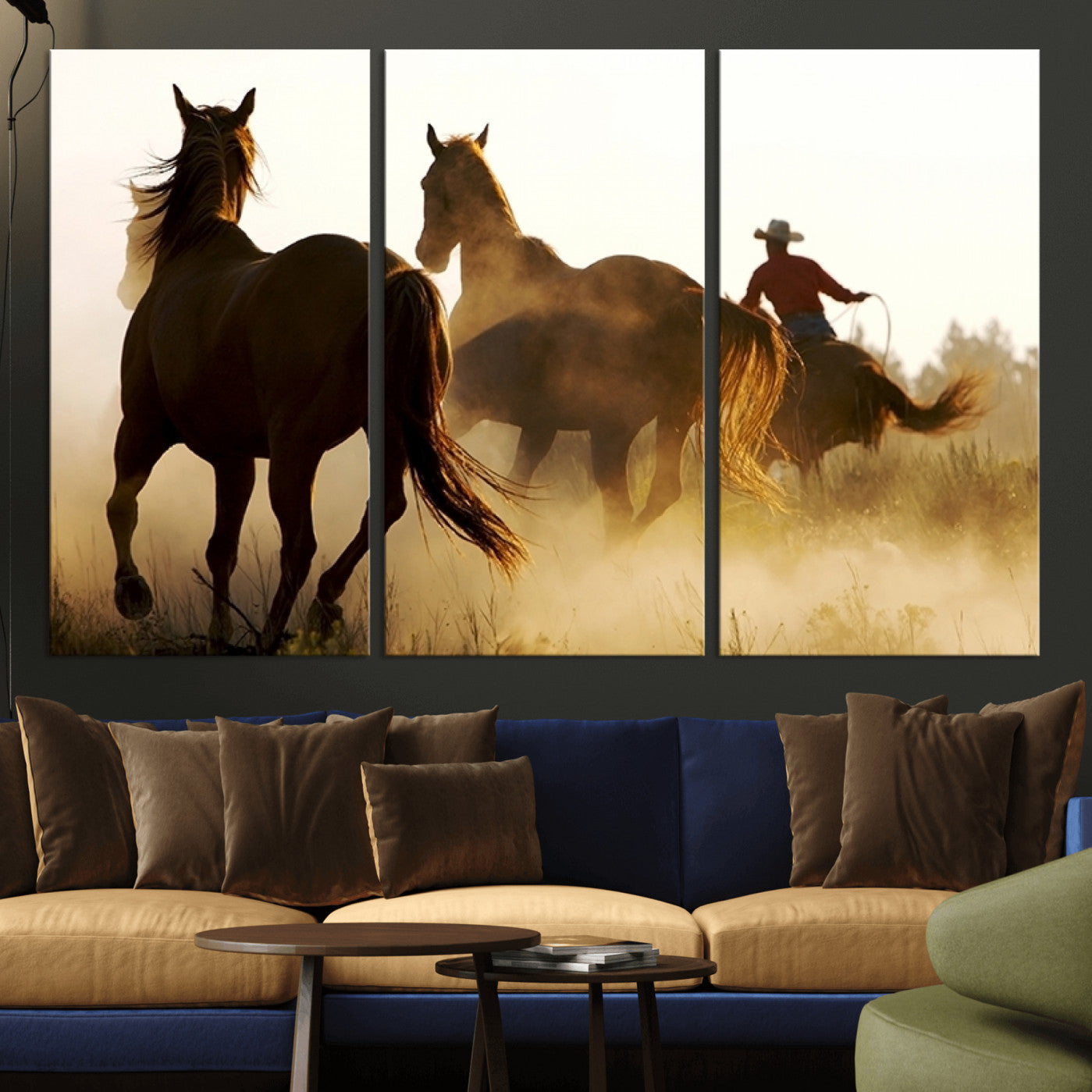 -Horses and Cowboys Wall Art Canvas Print
