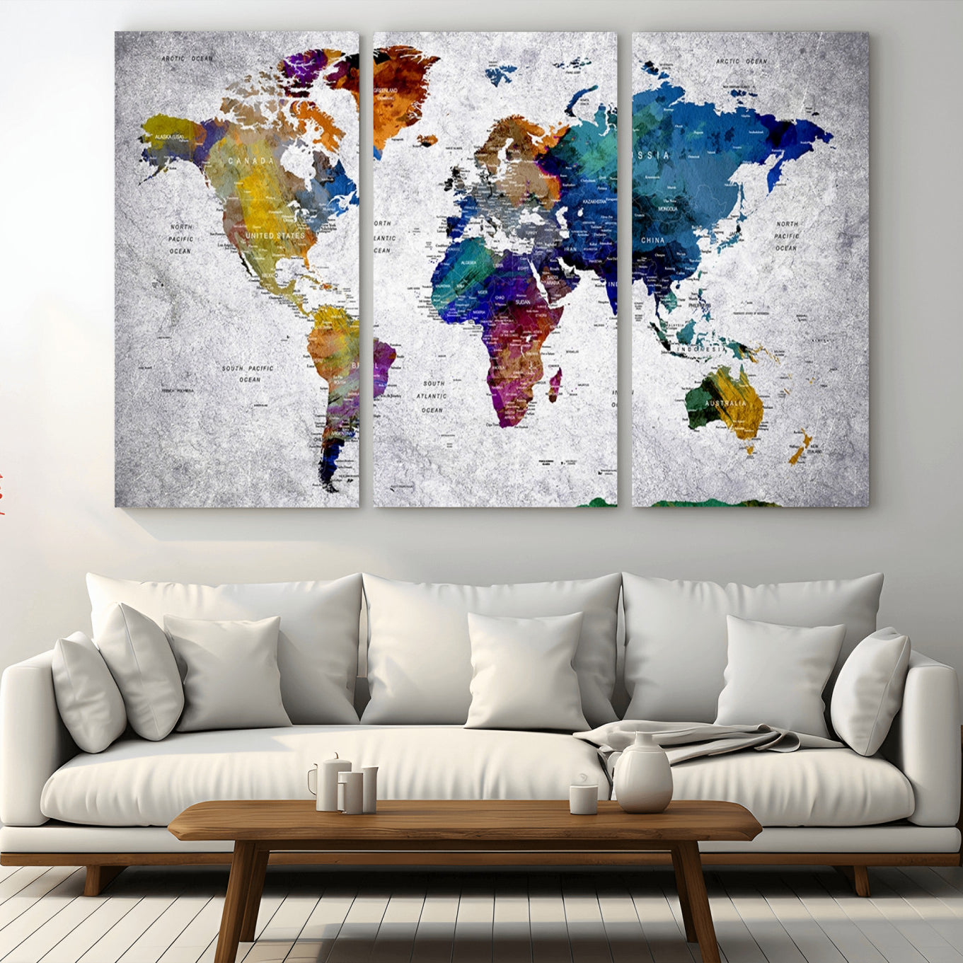73670-MGV-CV-36X24-Push Pin World Map Canvas Print – Travel Tracker Wall Art for Couples, Perfect Anniversary Gift for Home or Office Decor