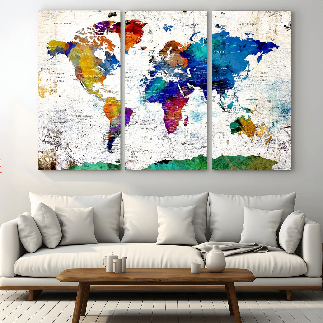 47974-MGV-CV-36X24-Push Pin World Map Canvas Print – Travel Tracker Wall Art for Couples, Perfect Anniversary Gift for Home or Office Decor