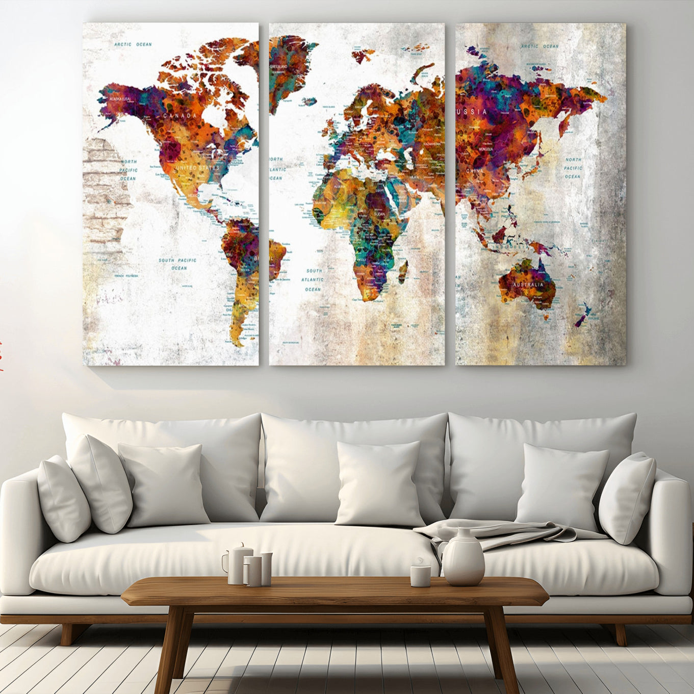 17846-MGV-CV-36X24-Push Pin World Map Canvas Print – Travel Tracker Wall Art for Couples, Perfect Anniversary Gift for Home or Office Decor