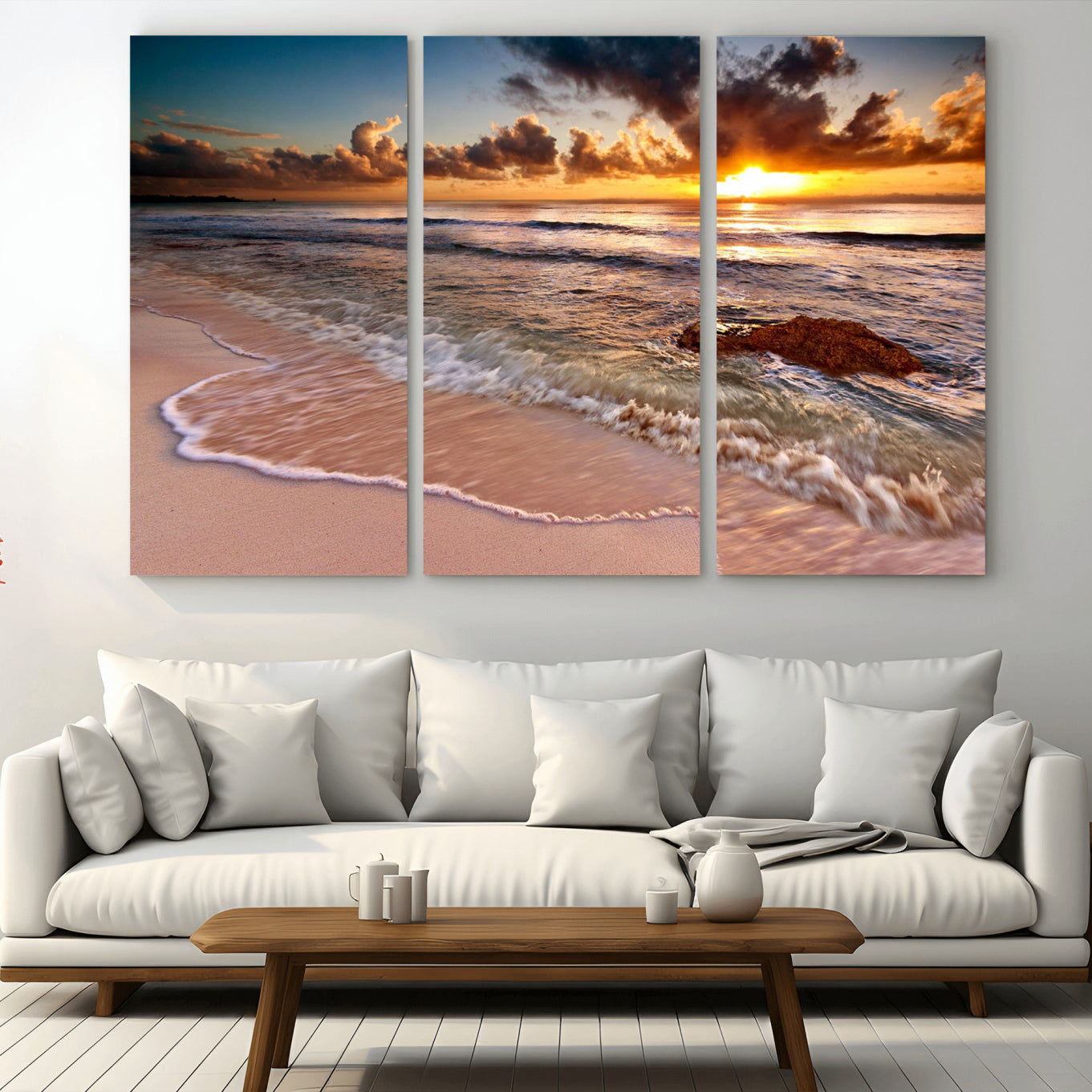 -Sunset on Ocean Wall Art Canvas Print