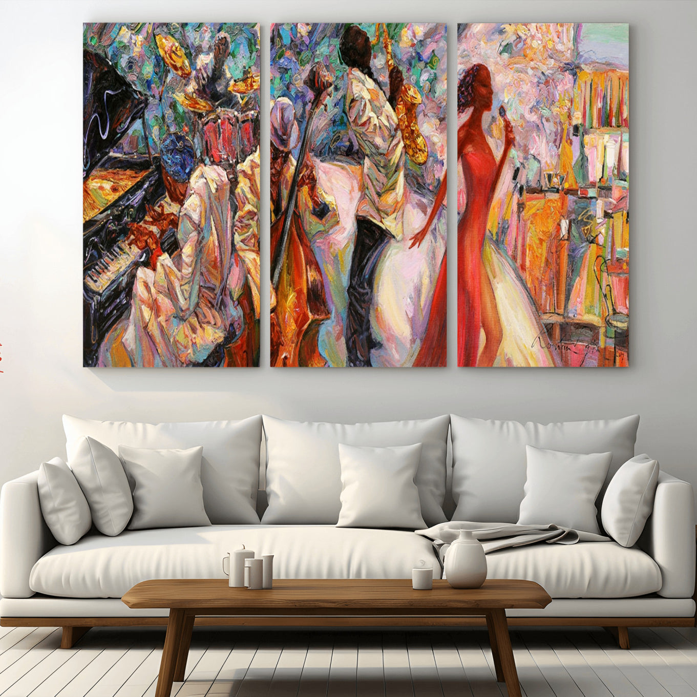 -Abstract Afro American Jazz Canvas Wall Art | Music-Inspired Painting for Dining Room, Living Room,