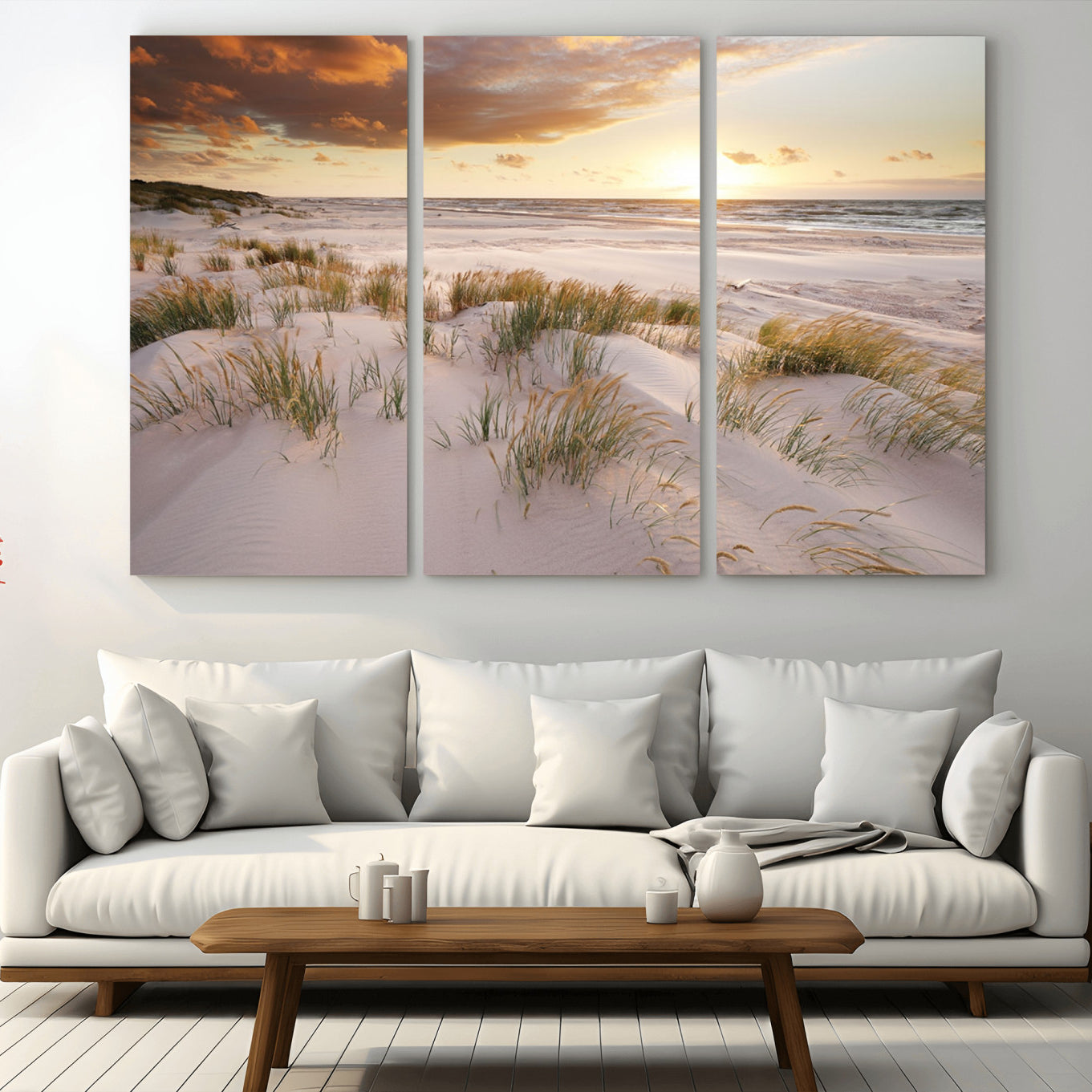 61246-MGV-CV-36X24-Flight Over Coastal Beach Landscape, Flight Over Coastal Beach Print Canvas Wall Art