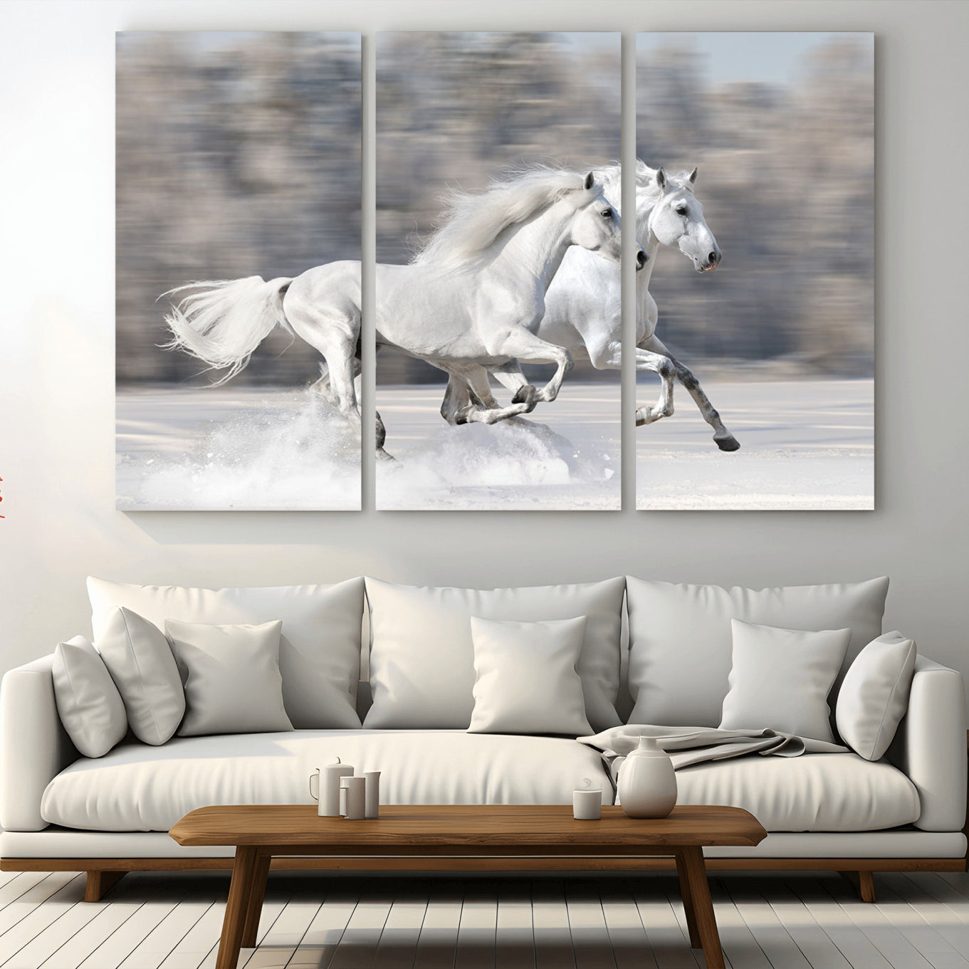 -The White Horses Wall Art, Framed White Horses Wall Art Canvas Print