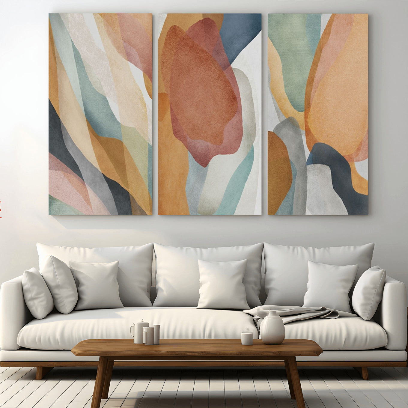 -Boho Wall Art Canvas Print Set, Watercolor Boho Wall Art Canvas
