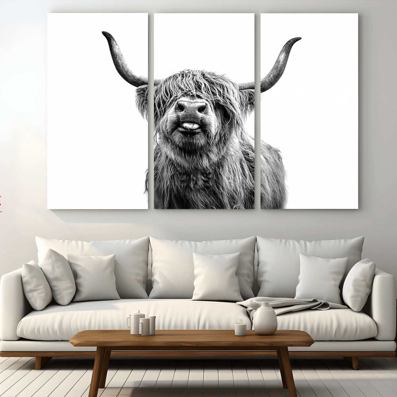 -Fanny Scottish Highland Cow Cattle Art Print Farmhouse Wall Art Canvas Print