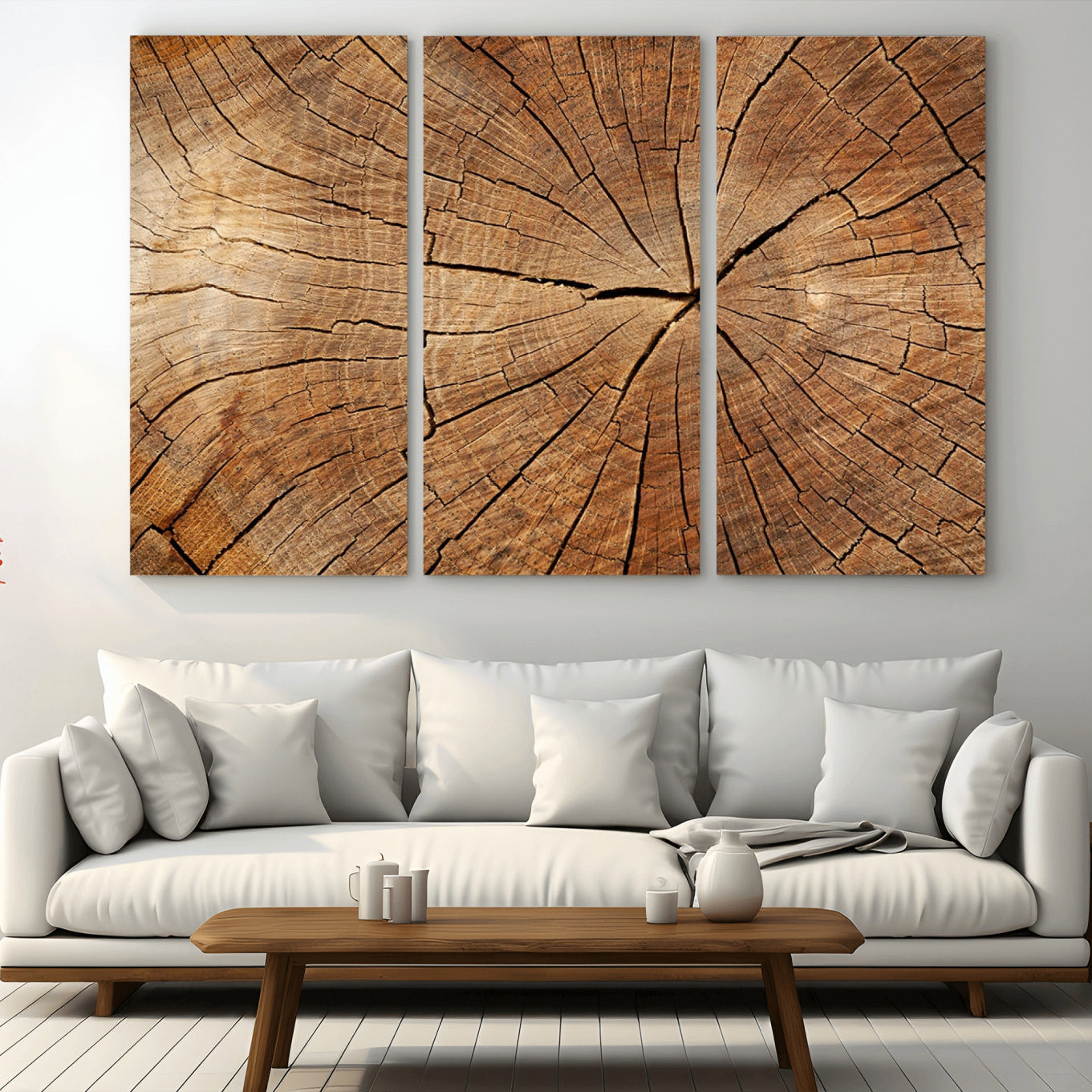 -Tree Ring Canvas Art, Rustic Wood Grain Wall Art, Tree Slice Decor for Modern Homes, Giclee