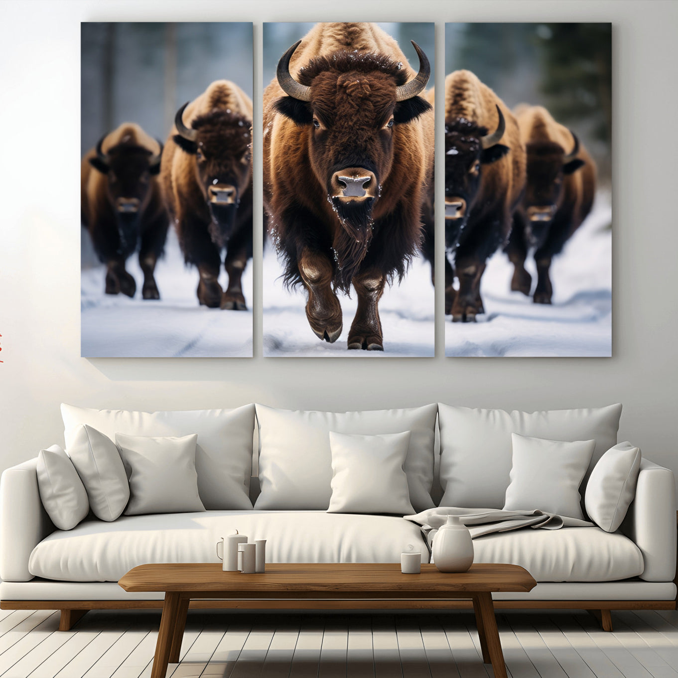 -Buffalo Wall Art Canvas Print, American Bison Herd Wall Art Canvas Print - Bison Canvas Print