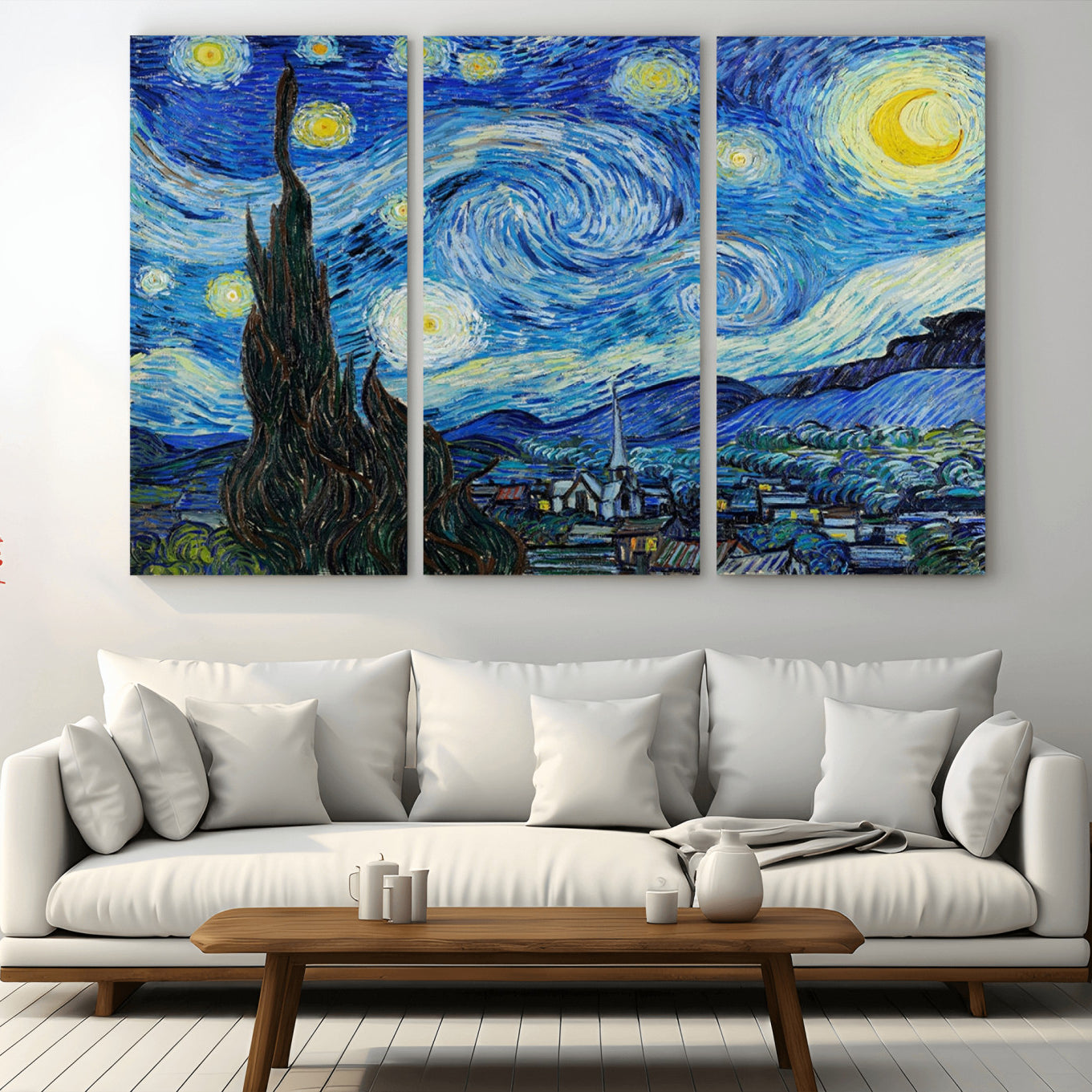 39177-MGV-CV-36X24-Vincent Van Gogh The Starry Night Abstract Wall Art Canvas Print