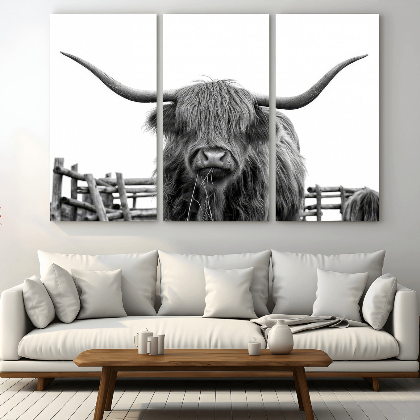 -Longhorn Canvas Print, Bighorn Cow Wall Art Canvas Print