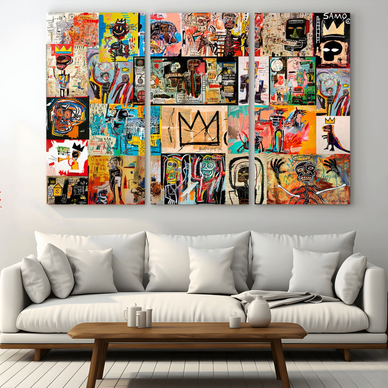 -Abstract Art Collage Wall Art Canvas Print – Framed, Ready to Hang, Urban Graffiti Style