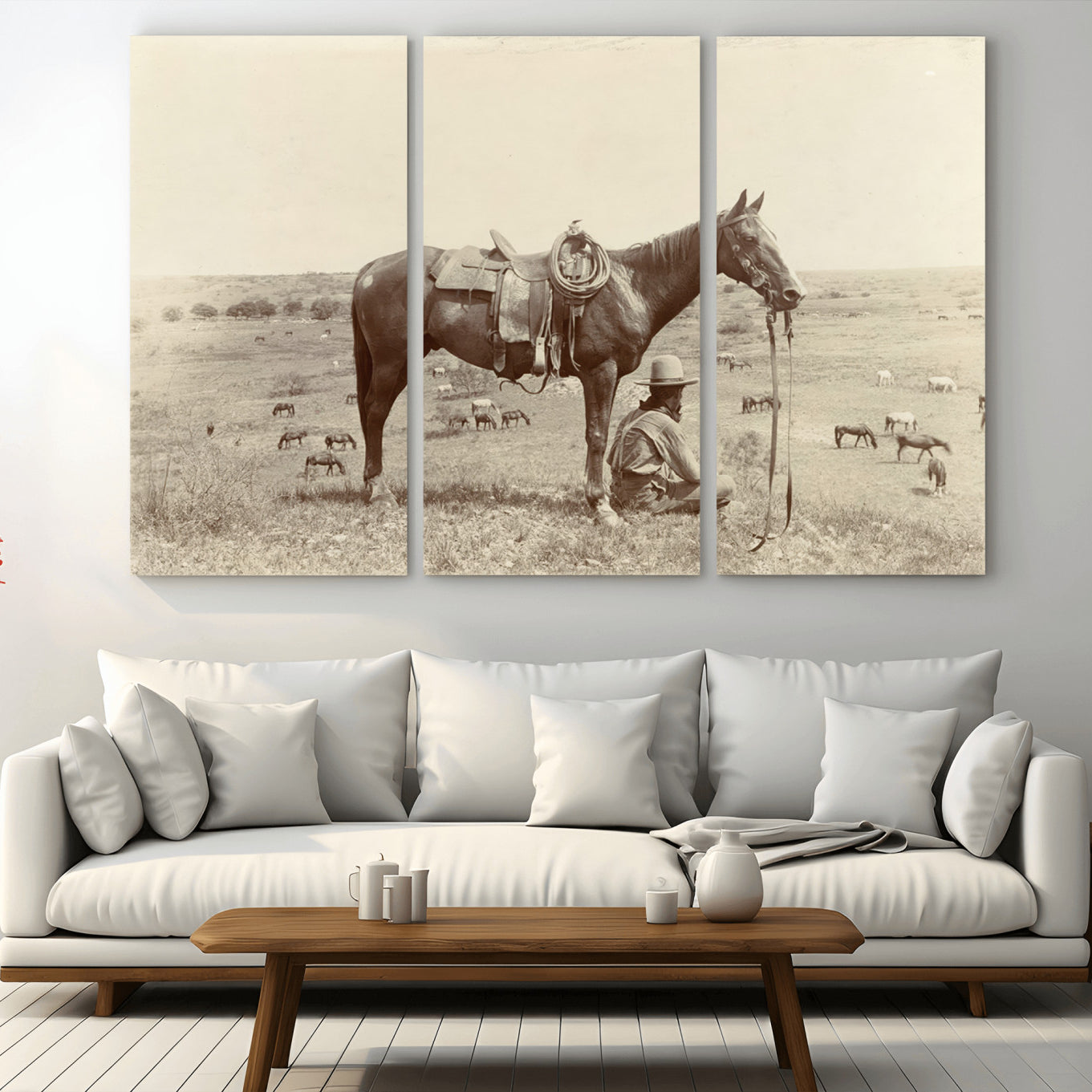 -Cowboy Wall Art - Western Horse Canvas Print - Vintage Western Wall Art Canvas Print, Ready to Hang