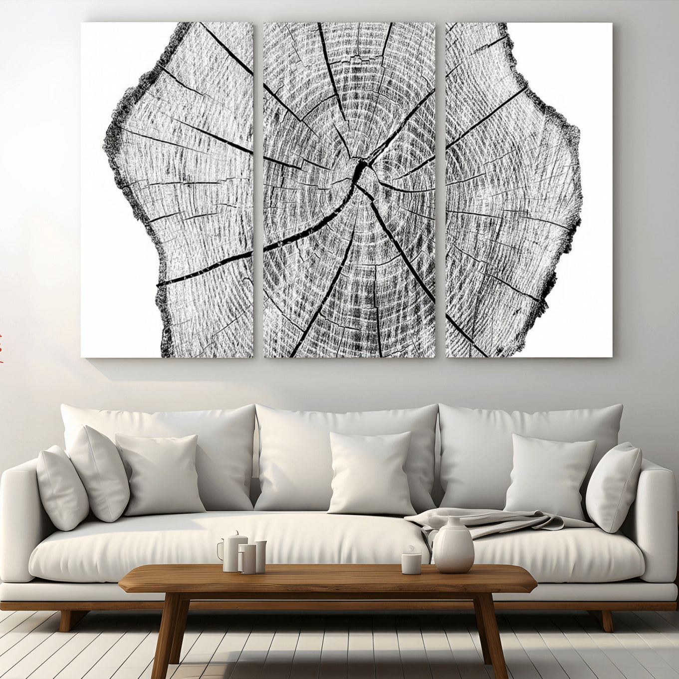 98709-MGV-CV-36X24-Rustic Tree Ring Wall Art Canvas Print – Framed and Ready to Hang – Perfect for Nature-Inspired and