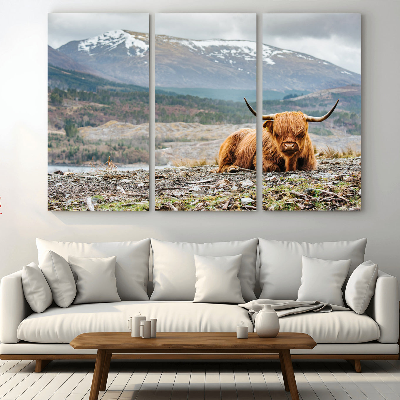 -Highland Cow Horn Farm Wall Art Canvas Print