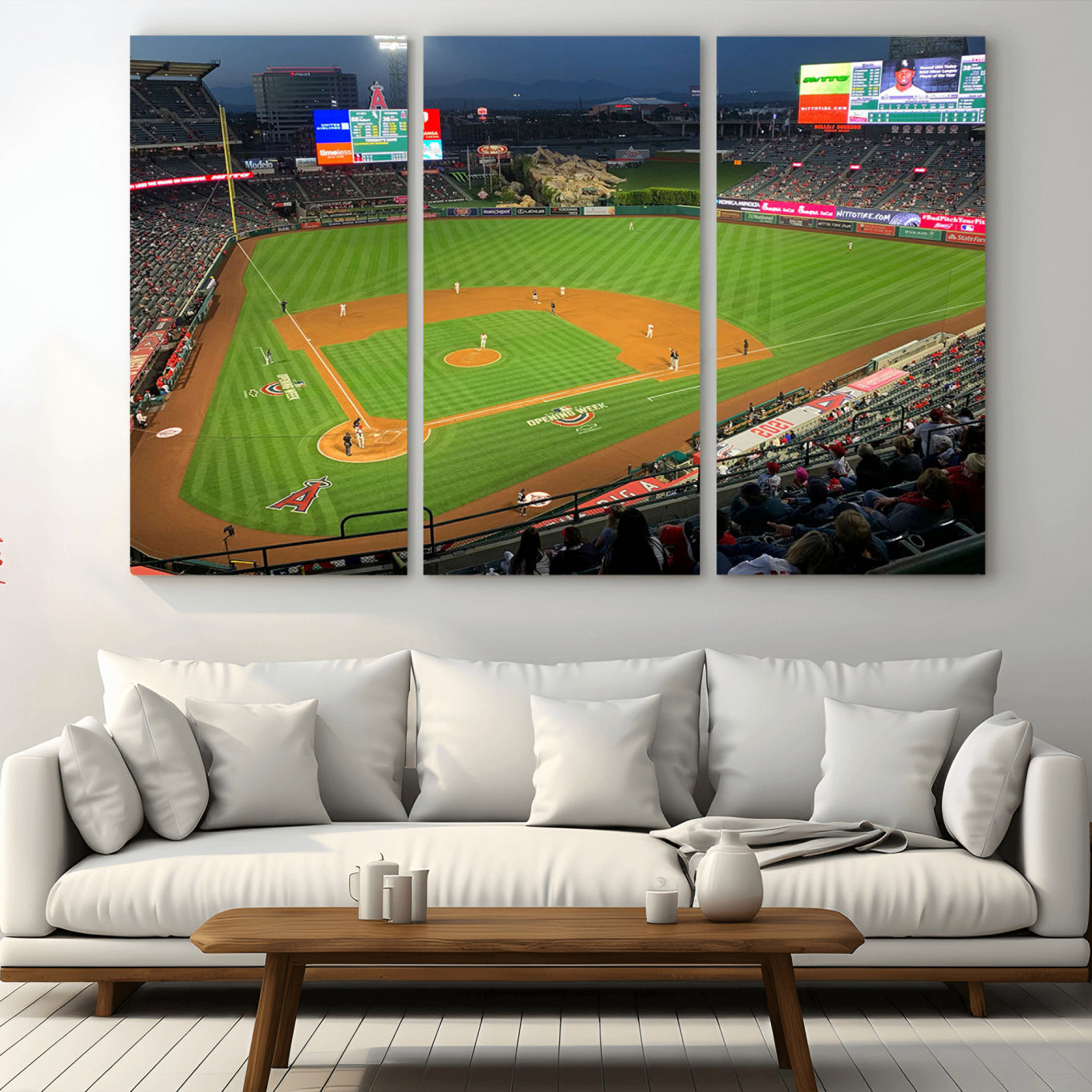 93707-MGV-CV-36X24-Angel Stadium Aerial Canvas Print – Los Angeles Angels Baseball Canvas Print, Framed, Ready to Hang