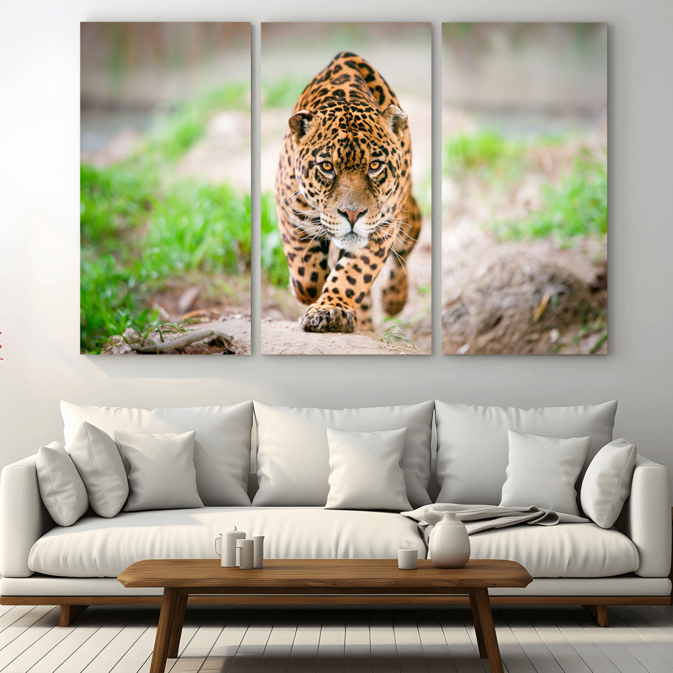 -Leopard on the Prowl - Stunning Large Framed Leopard Wall Art Canvas Wall Art for Living Room,