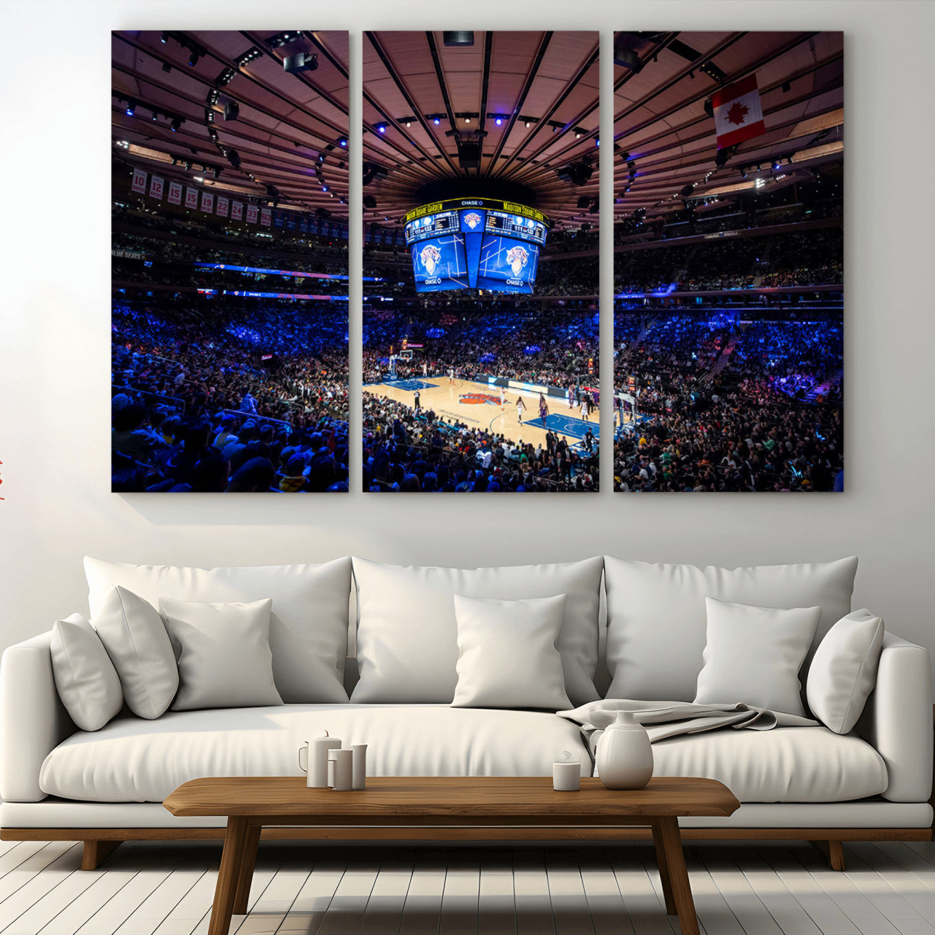 -Madison Square Garden Basketball Print Canvas- Madison Square Garden Basketball Game Triple Canvas