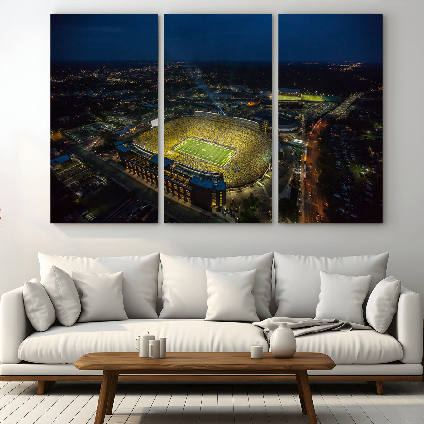 52519-MGV-CV-36X24-Michigan Wolverines Football Team Print - Michigan Stadium Wall Art Canvas Print