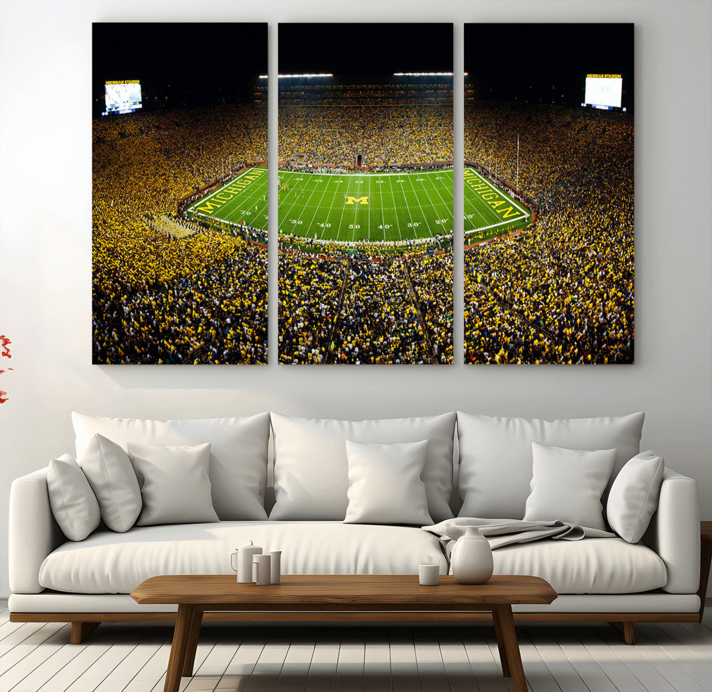 26166-MGV-CV-36X24-Stadium in Michigan Wall Art Canvas Print, Framed American Football Stadium Art Picture Print,