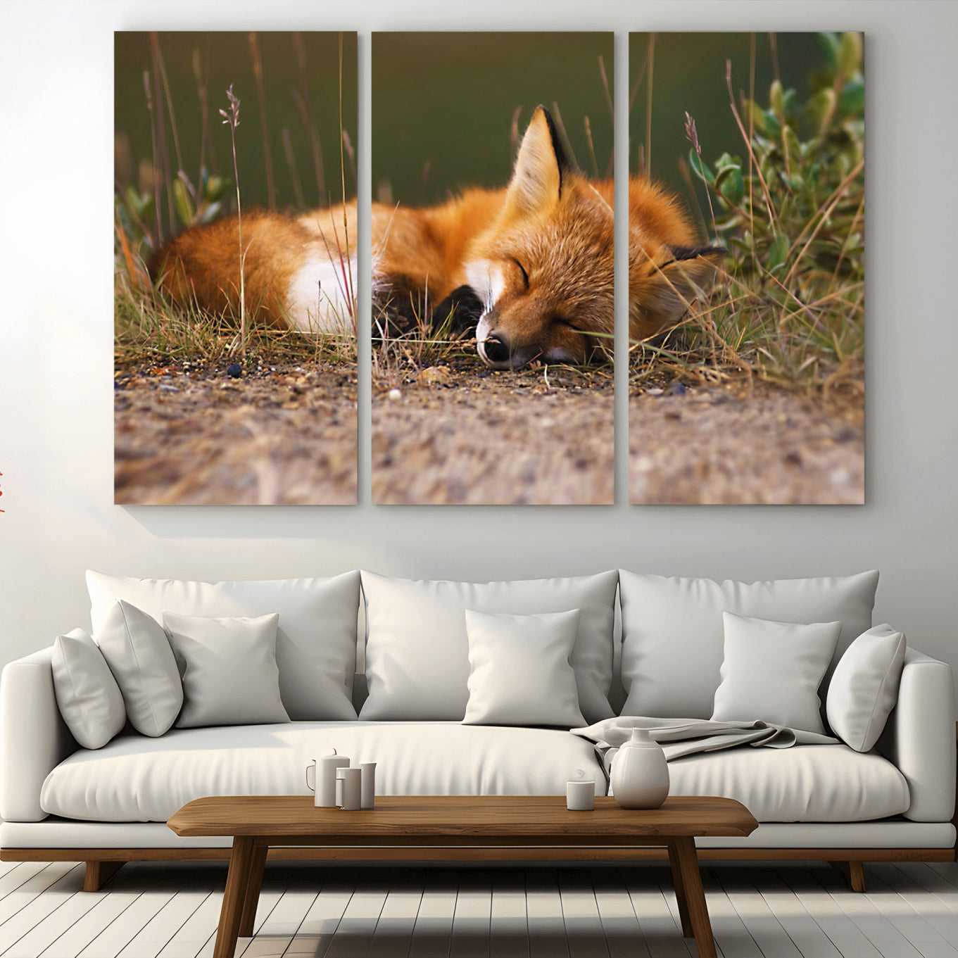-Sleeping Fox Wall Art Canvas Print, Farmhouse Wall Decor and Animal Wall Art Print