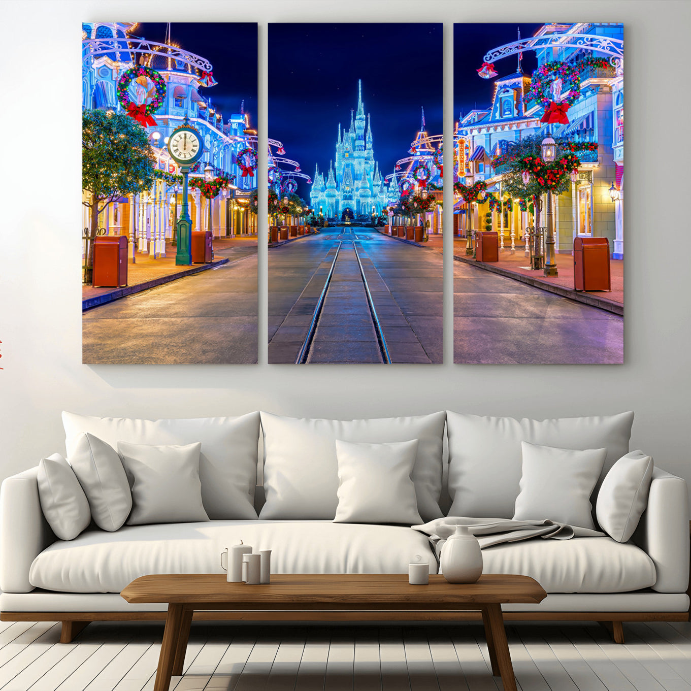 12470-MGV-CV-36X24-Disney Castle Wall Art – Large Magic Kingdom Canvas Artwork, Fairytale Design, Kids Room Christmas Decor for Home, Office