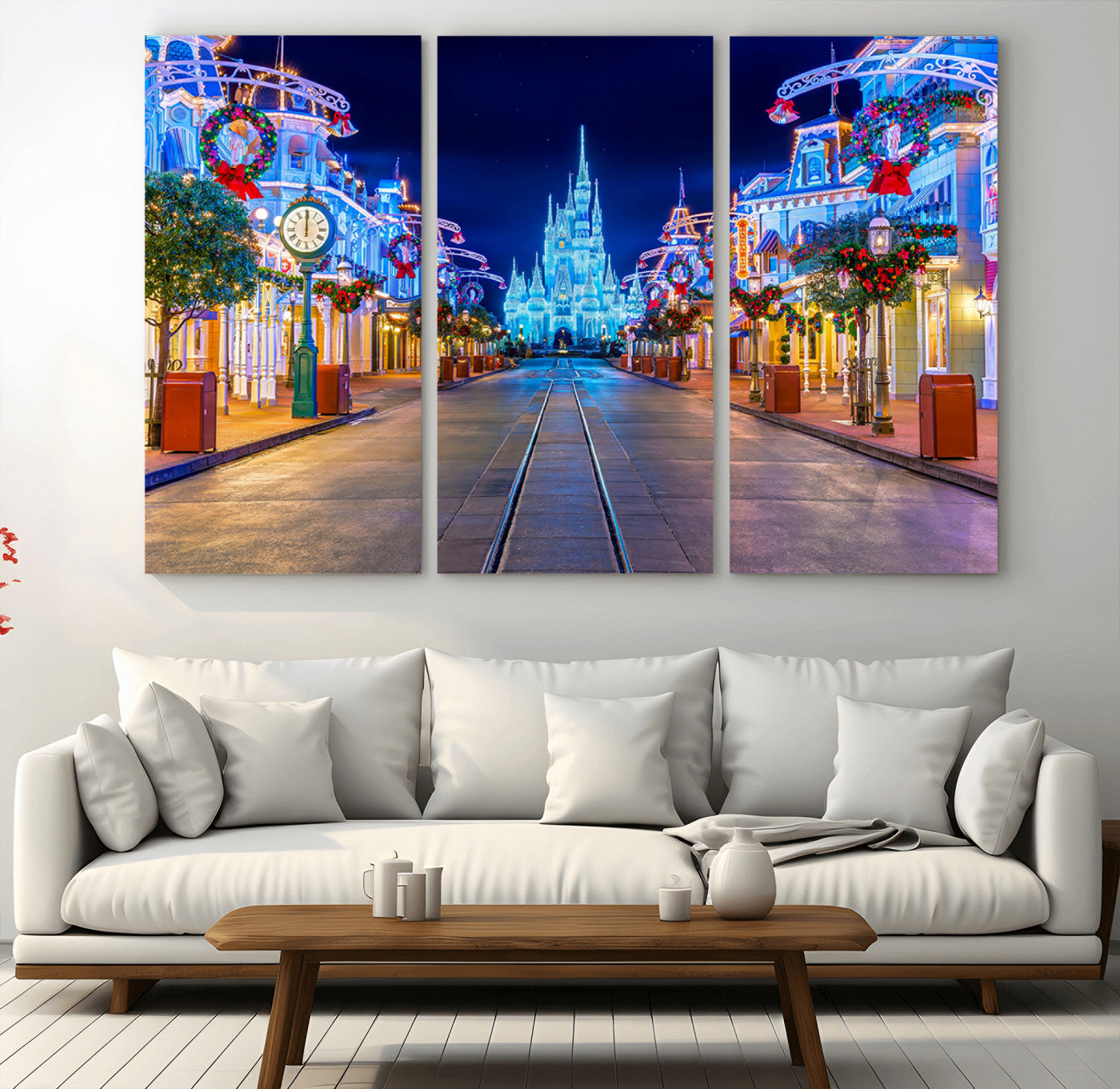 12470-MGV-CV-36X24-Disney Castle Wall Art – Large Magic Kingdom Canvas Artwork, Fairytale Design, Kids Room Christmas Decor for Home, Office
