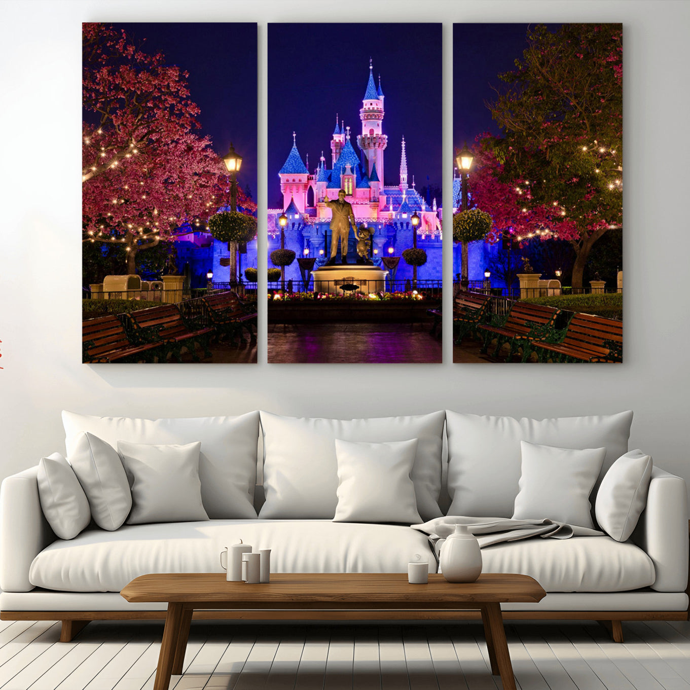 79435-MGV-CV-48X32-3P-Castle Large Wall Art Disney Magic Kingdom Kids Room Decor - Disney World Christmas Home Decor Child