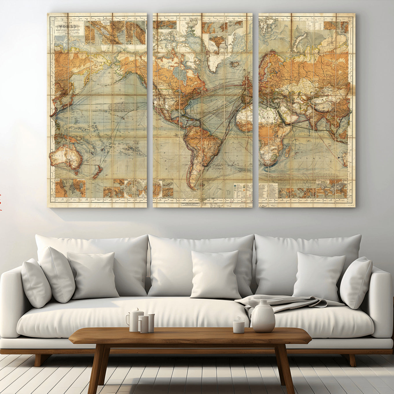 -Push Pin World Map Canvas Print – Travel Tracker Wall Art for Couples, Perfect Anniversary Gift for Home or Office Decor