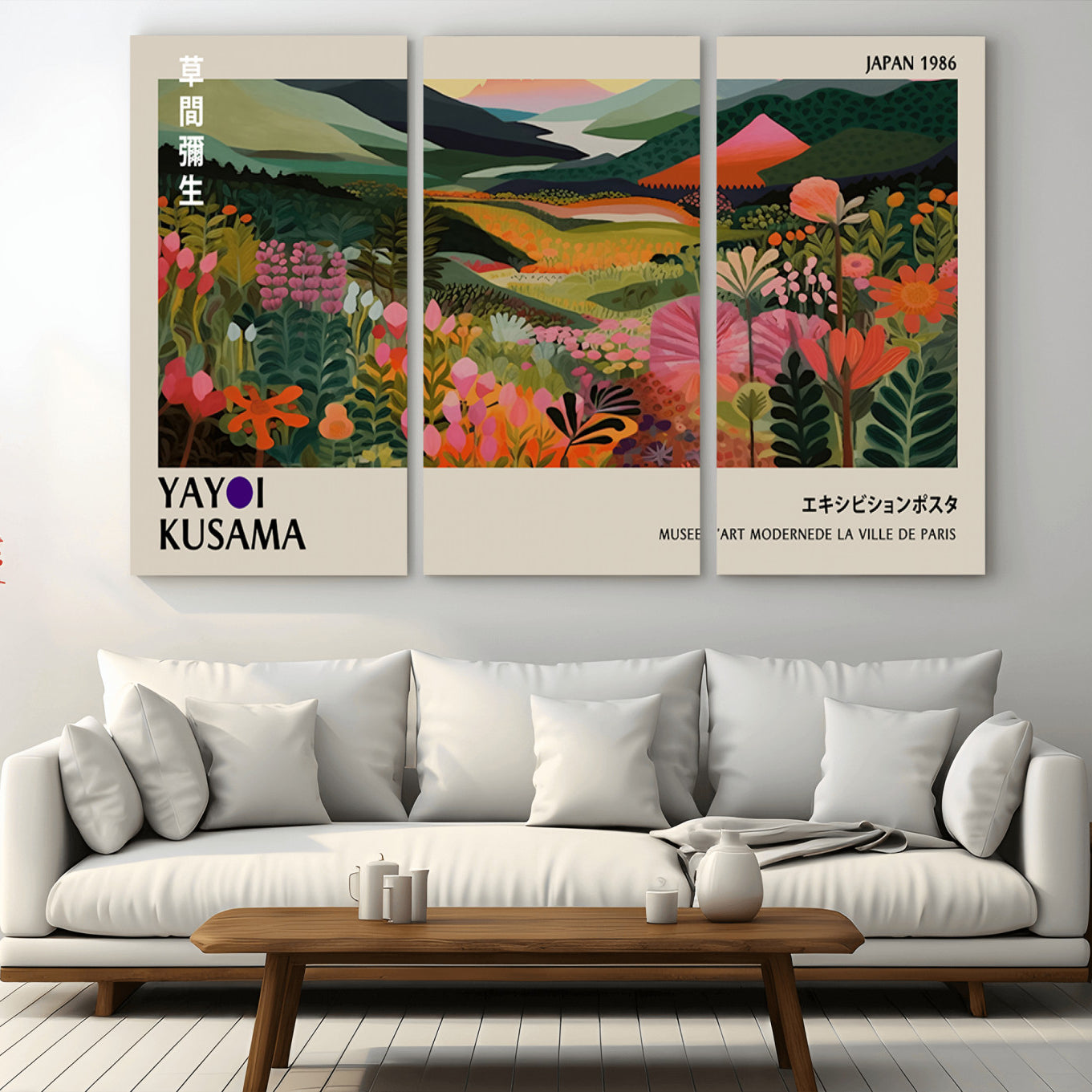 -Yayoi Kusama Abstract Print, Vibrant Floral Mountain Art Print, Botanical Flower Nature Decor,