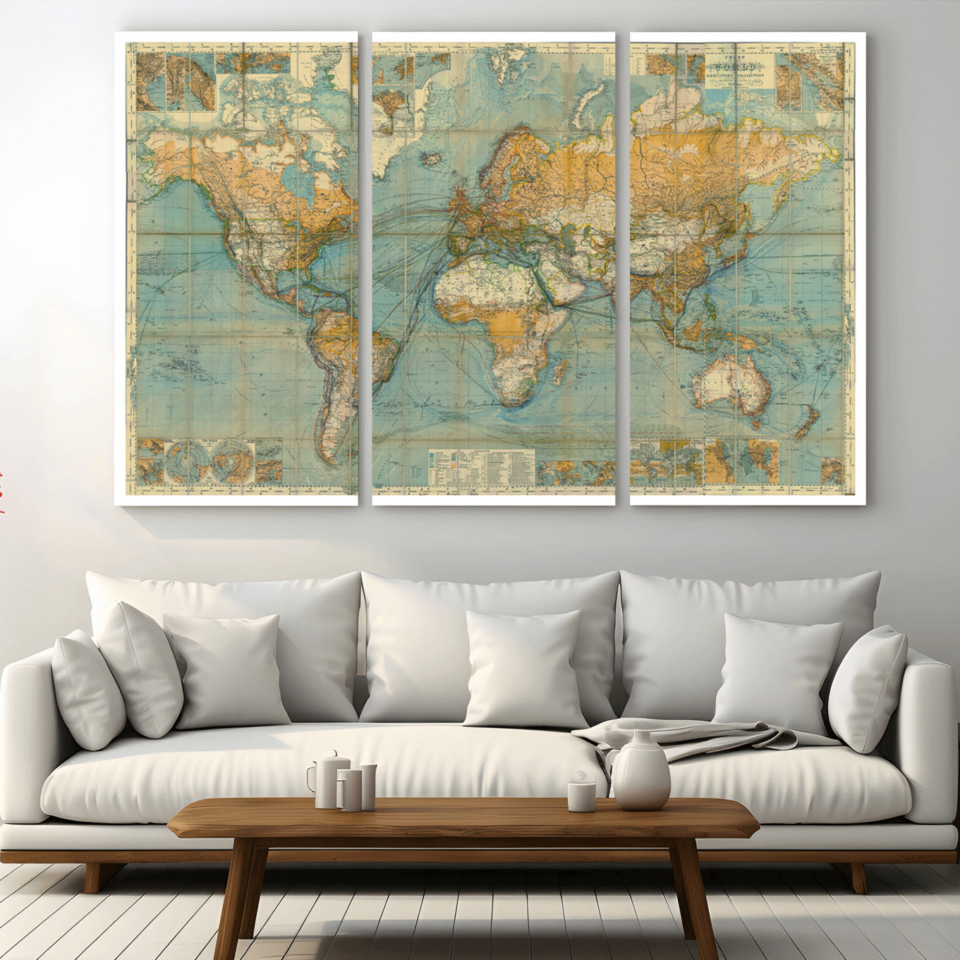 -Push Pin World Map Canvas Print – Travel Tracker Wall Art for Couples, Perfect Anniversary Gift for Home or Office Decor