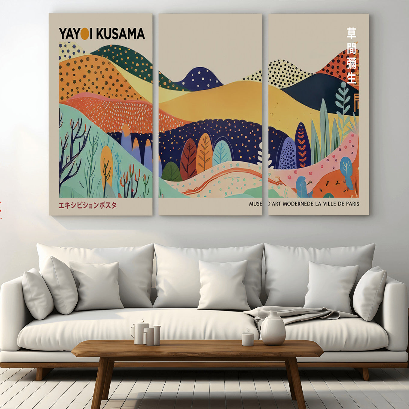 -Framed Yayoi Kusama 1986 Wall Art Print – Japanese Wall Art Print, Wabi Sabi Yayoi Kusama Print -