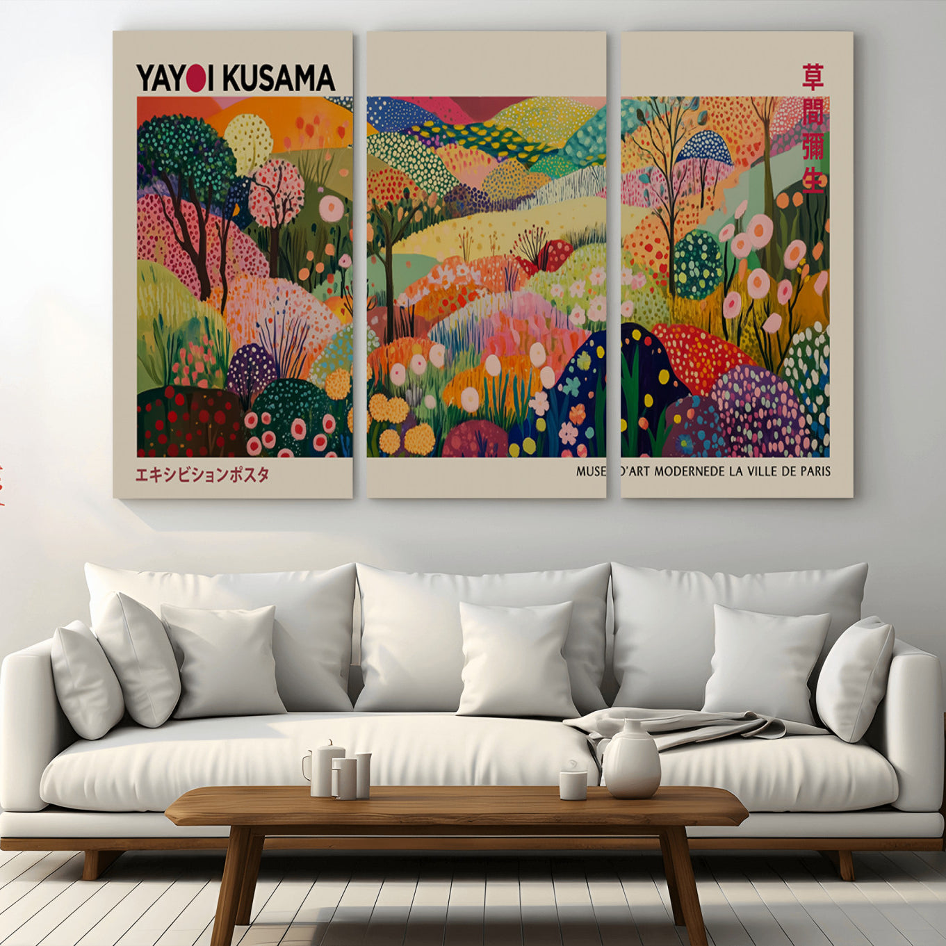 -Framed Yayoi Kusama 1986 Wall Art Print – Japanese Wall Art Print, Wabi Sabi Yayoi Kusama Print -