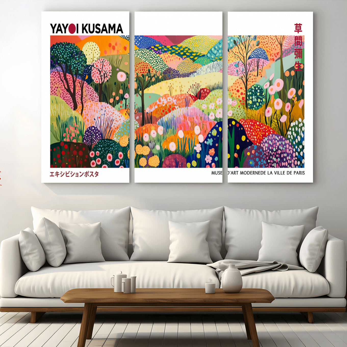-Framed Yayoi Kusama 1986 Wall Art Print – Japanese Wall Art Print, Wabi Sabi Yayoi Kusama Print -