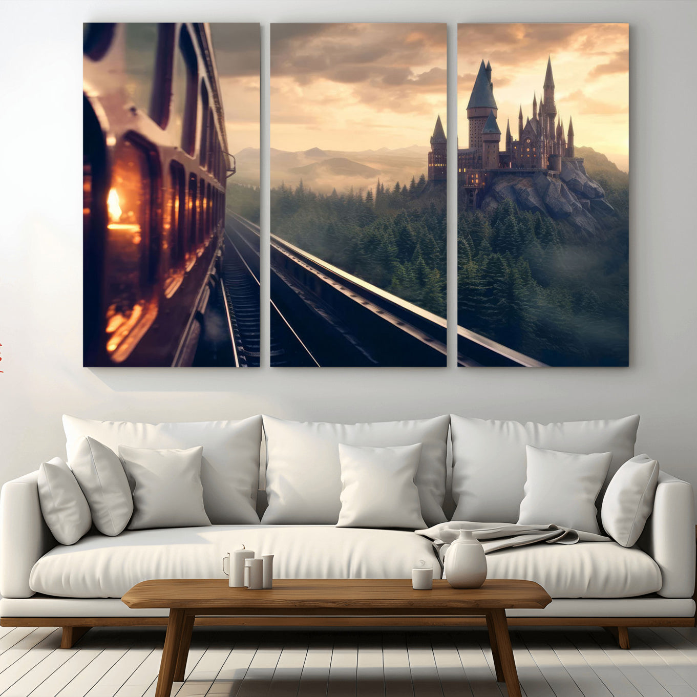 84029-MGV-CV-36X24-Harry Castle Wall Art Canvas Print, Wizard School Wall Art Print, Movie Wall Art Print