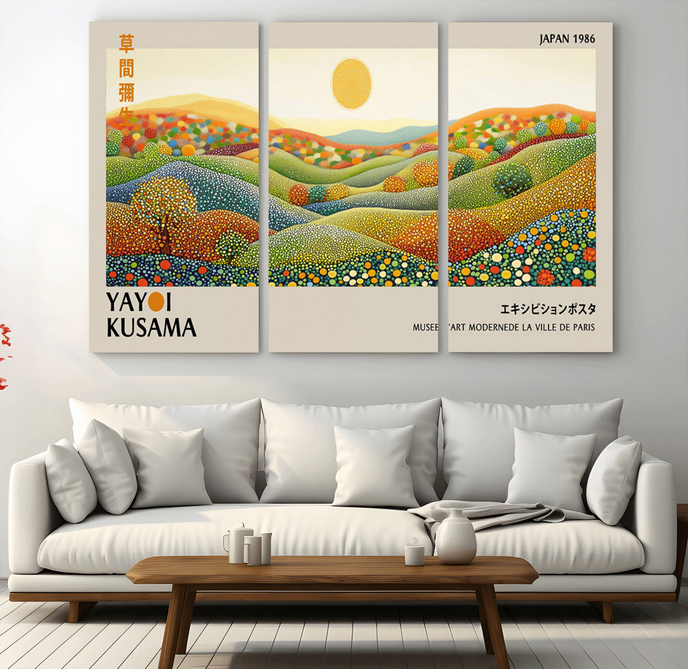 33864-MGV-CV-48X32-3P-Yayoi Kusama Wall Art Print – Yayoi Kusama Wabi Sabi Japanese Wall Art Print - Vibrant Abstract