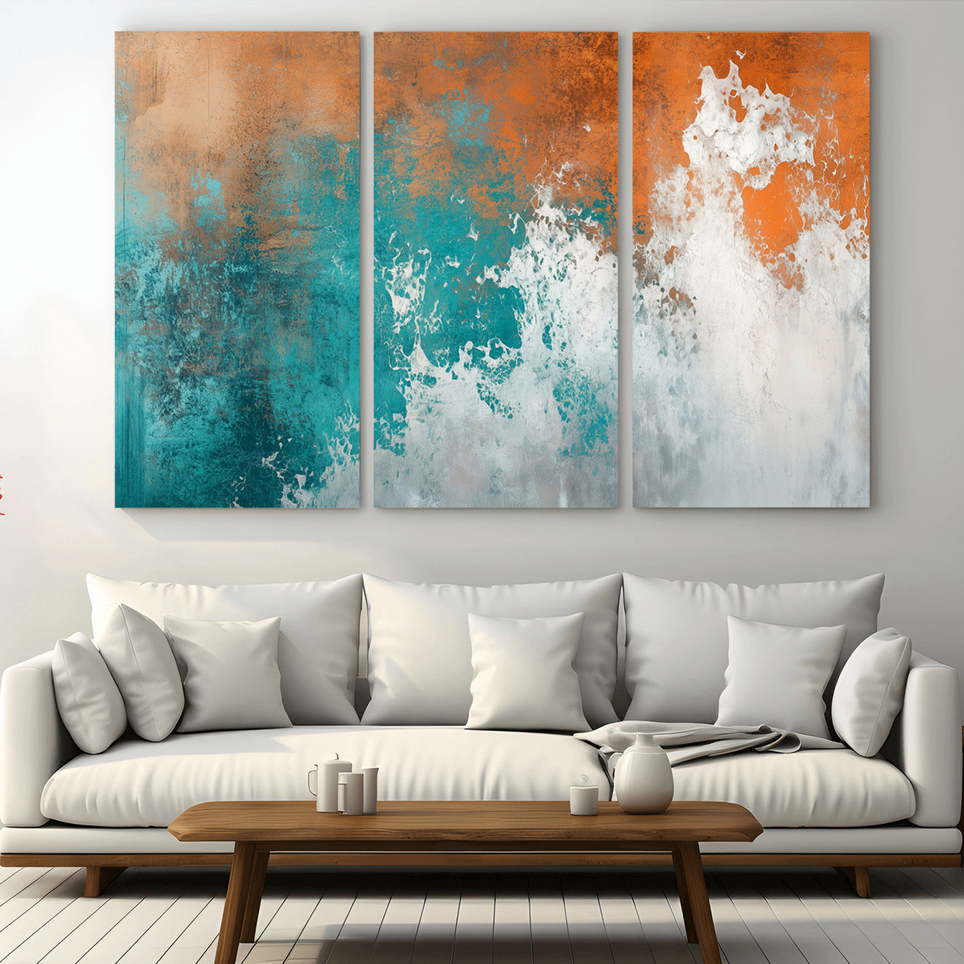 78127-MGV-CV-36X24-Vintage Abstract Print - Bold Teal and Orange Canvas Wall Art - Retro-Vintage Abstract Orange Canvas