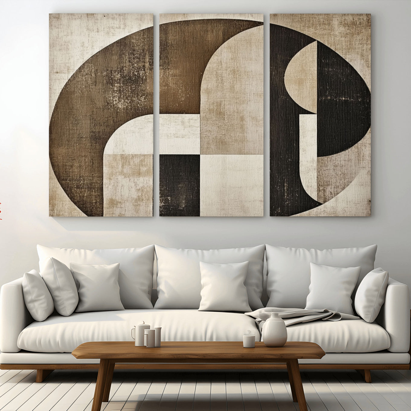 44796-MGV-CV-36X24-Wabi Sabi Abstract Wall Art | Geometric Modern Minimalist Canvas Print with Neutral Mid Century Art