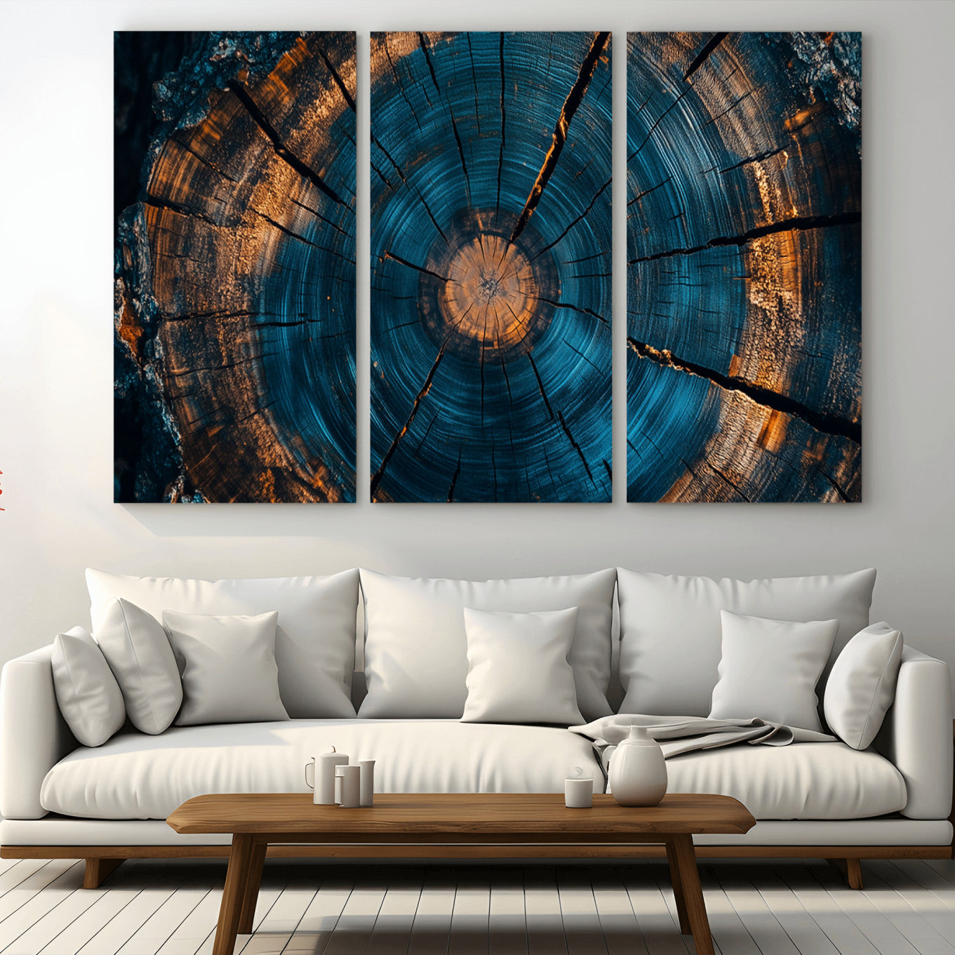 65231-MGV-CV-36X24-Farmhouse Wall Art - Abstract Tree Rings Canvas Wall Art Print, Framed Wood Grain Rings Artwork